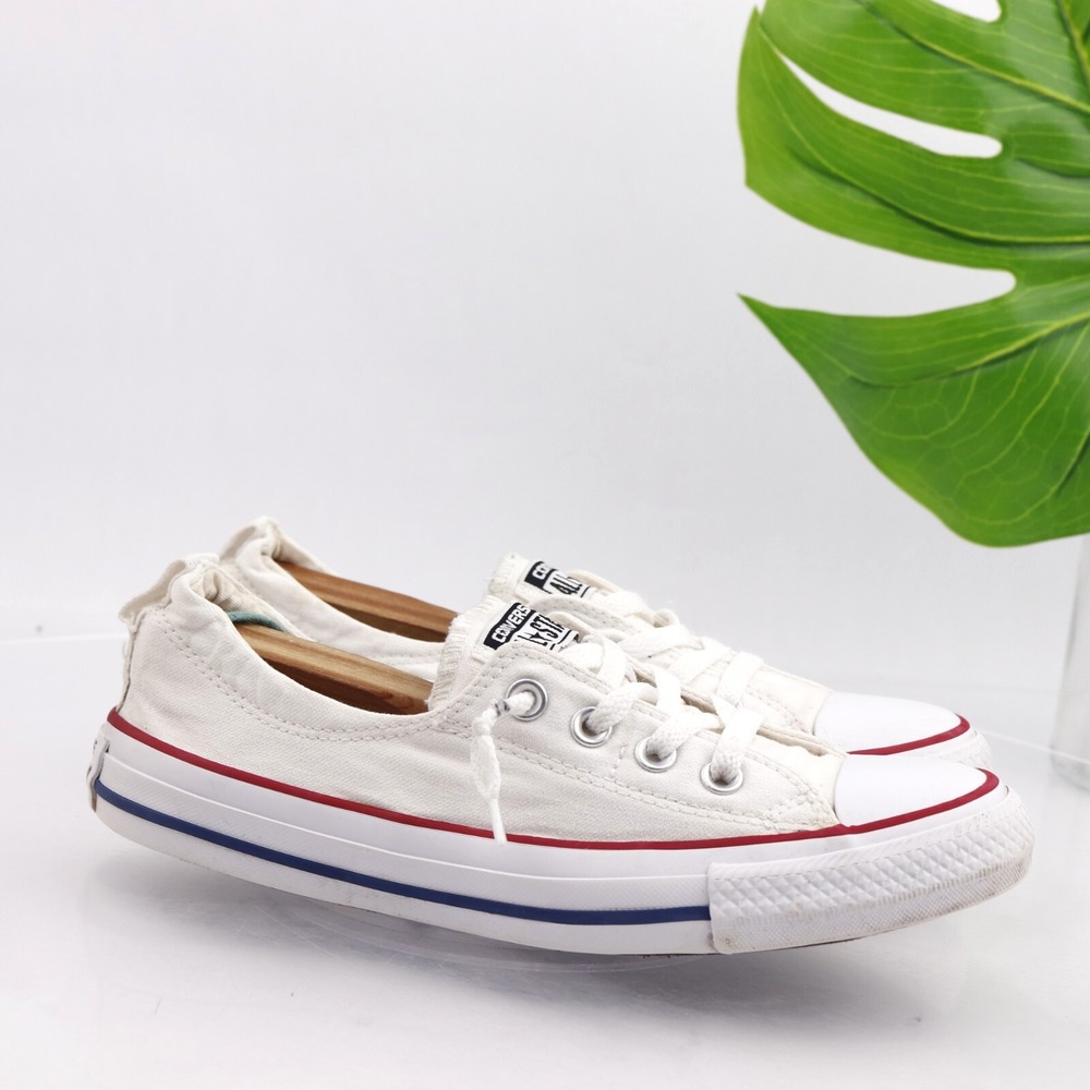 Converse All Star Shoes Womens Shoreline Sneaker Size 8 White Canvas Low Slip On